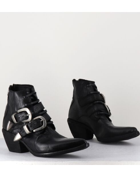 Boots en cuir 3845 noires - Talon 6cm