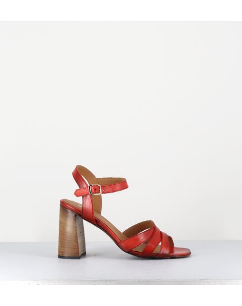 3169 rode leren sandalen - hak 8,5 cm