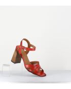 3169 rode leren sandalen - hak 8,5 cm