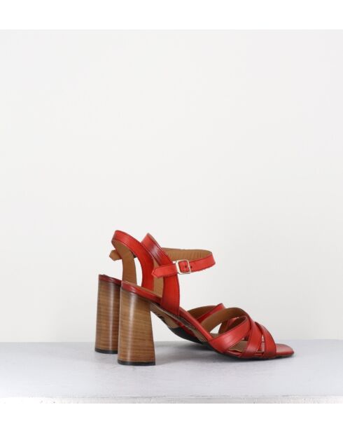 3169 rode leren sandalen - hak 8,5 cm