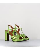 Sandalias Cafra de piel verde - Tacón de 9 cm