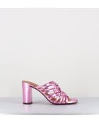 Rosafarbene Ledersandalen Peking - 8,5 cm Absatz