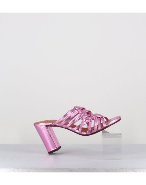 Rosafarbene Ledersandalen Peking - 8,5 cm Absatz