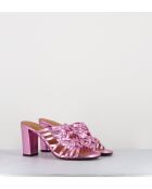 Rosafarbene Ledersandalen Peking - 8,5 cm Absatz