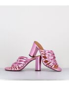 Rosafarbene Ledersandalen Peking - 8,5 cm Absatz