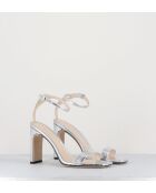 700.090 silberne Ledersandale - 9 cm Absatz