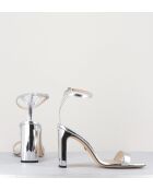 700.090 silberne Ledersandale - 9 cm Absatz