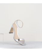 700.090 silberne Ledersandale - 9 cm Absatz