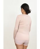 Top aus Wolle und Mikrofaser mit V-Ausschnitt und antiker rosa Spitze