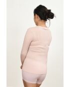 Unterhemd aus Wolle und Mikrofaser, Rundhalsausschnitt, antikrosa Spitze