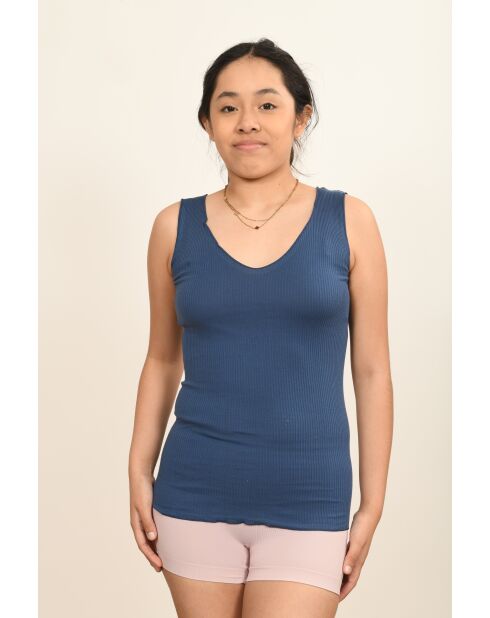 Caraco en Coton col biais satin denim