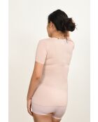 Antikes rosafarbenes Top aus Wolle und Mikrofaser mit Rundhalsausschnitt