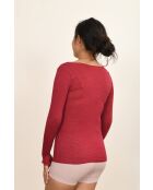 Top en Laine & Soie col V sans coutures framboise