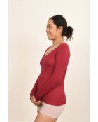 Top en Laine & Soie col V sans coutures framboise