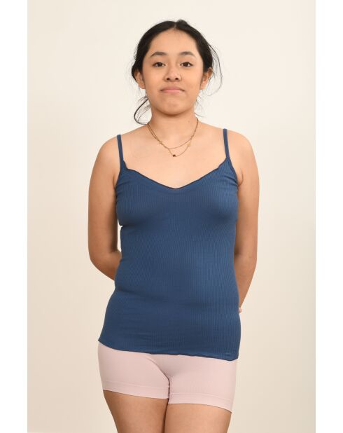 Caraco en Coton Fines Bretelles denim