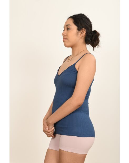 Caraco en Coton Fines Bretelles denim