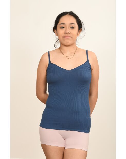 Caraco en Coton Fines Bretelles denim