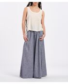 Ecru tanktop van ecru linnen jersey met brandewijn