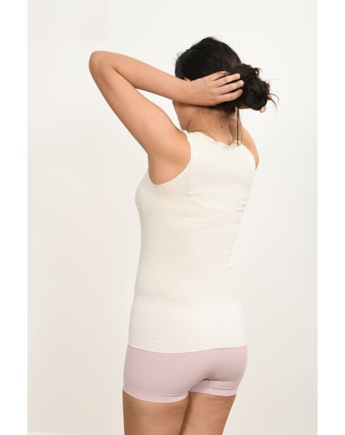 Débardeur en Coton & Soie Bretelles fines contours dentelle naturel