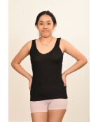 Débardeur en Coton & Soie Bretelles fines contours dentelle noir