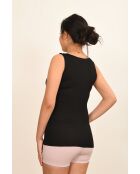 Débardeur en Coton & Soie Bretelles fines contours dentelle noir