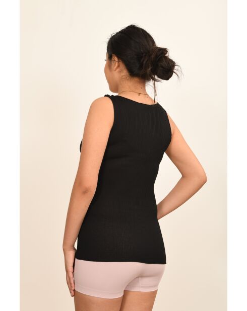 Débardeur en Coton & Soie Bretelles fines contours dentelle noir