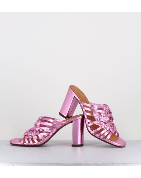 Rosafarbene Ledersandalen Peking - 8,5 cm Absatz