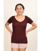 Top burdeos de lana y seda sin costuras