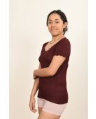 Top burdeos de lana y seda sin costuras