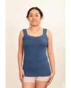 Caraco en Coton bretelles dentelle denim