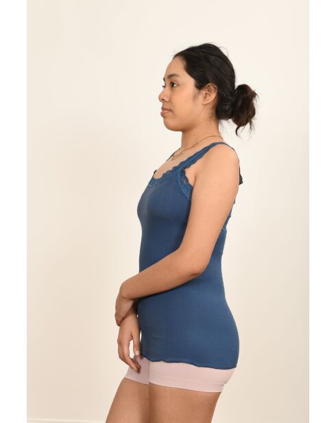 Caraco en Coton bretelles dentelle denim