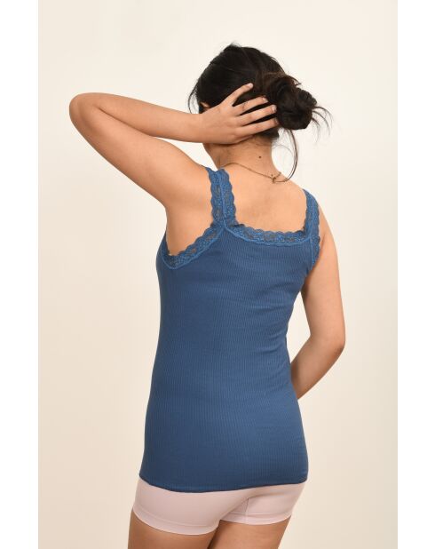 Caraco en Coton bretelles dentelle denim