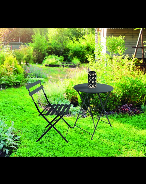 Sedia pieghevole Mistral in metallo grigio antracite - 42x46x82cm