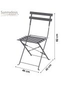 Sedia pieghevole Mistral in metallo grigio antracite - 42x46x82cm