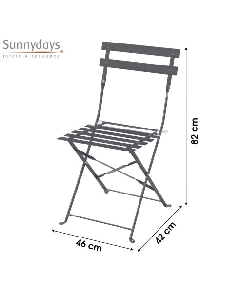 Sedia pieghevole Mistral in metallo grigio antracite - 42x46x82cm