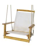 Hängesessel Gipsy mit Armlehnen aus Elfenbein und Holz — 70x102x96cm