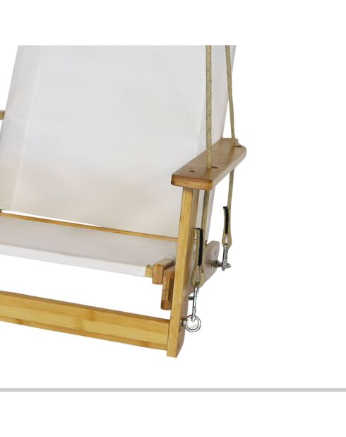 Hängesessel Gipsy mit Armlehnen aus Elfenbein und Holz — 70x102x96cm