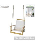 Hängesessel Gipsy mit Armlehnen aus Elfenbein und Holz — 70x102x96cm