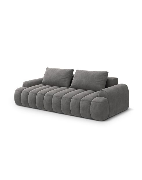 Simona 4-zits grijze converteerbare fluwelen bank met opbergbox - 250x100x84 cm