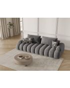 Canapé velours convertible avec coffre de rangement Simona 4 places gris - 250x100x84 cm
