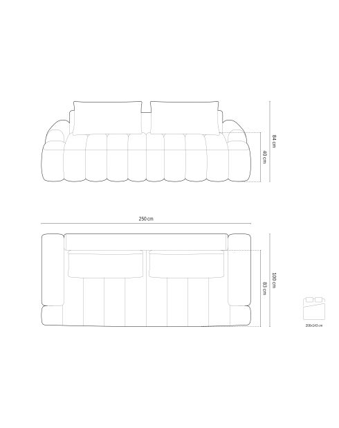 Canapé velours convertible avec coffre de rangement Simona 4 places gris - 250x100x84 cm