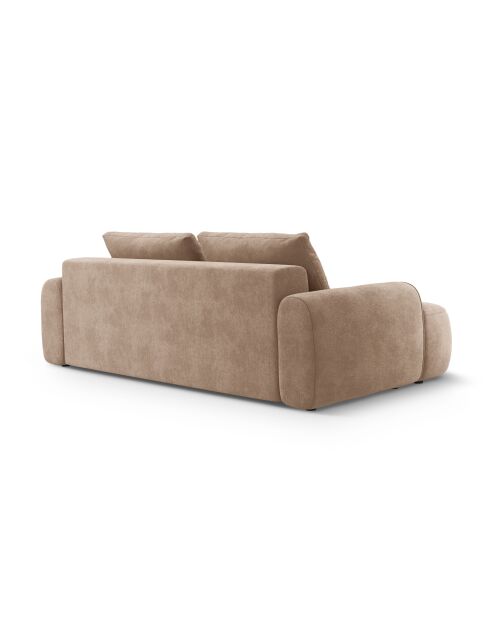 Canapé velours convertible avec coffre de rangement Simona 4 places beige foncé - 250x100x84 cm