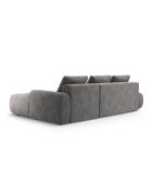 Canapé d'angle droit velours convertible avec coffre de rangement Simona 4 places gris - 275x142x84 cm