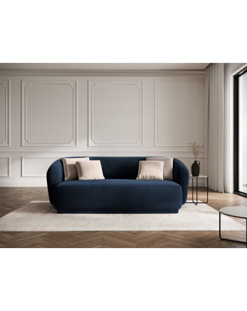 Canapé velours Louis 2 places bleu roi - 180x93x74 cm