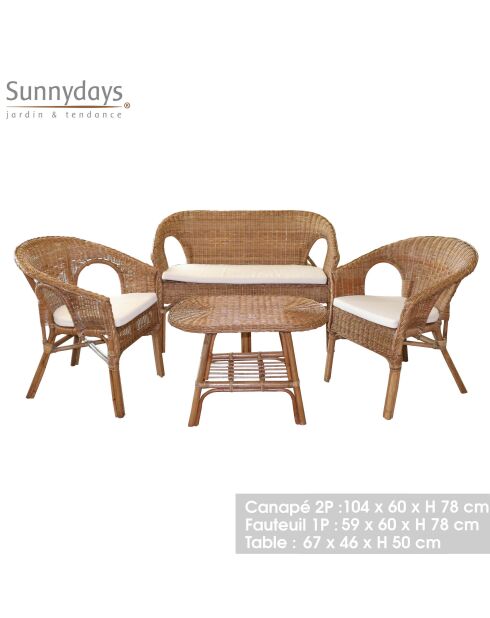 Mobili da giardino Sienna marrone chiaro - 78x59x60cm/78x104x60cm/50x67x46cm