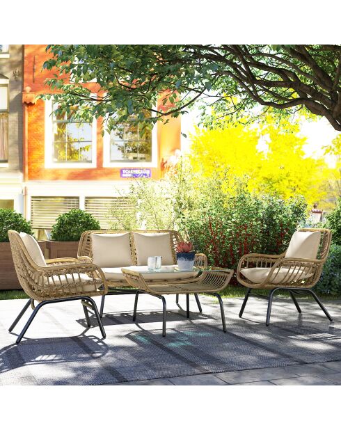 Mobili da giardino Sienna marrone chiaro - 78x59x60cm/78x104x60cm/50x67x46cm