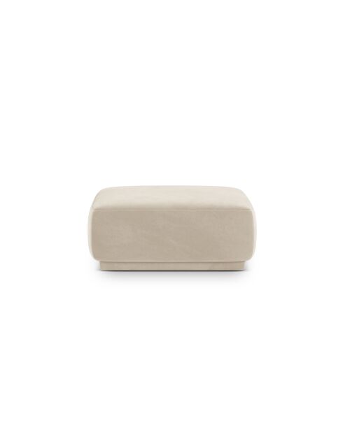 Pouf velours Louis 1 place beige - 90x90x42 cm