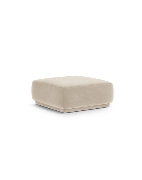 Pouf velours Louis 1 place beige - 90x90x42 cm