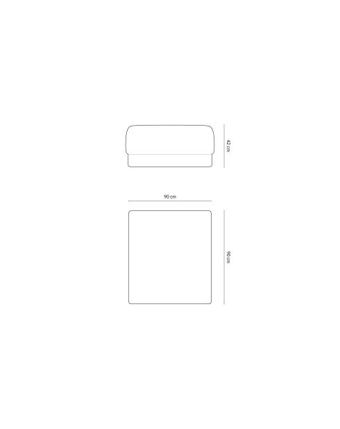 Pouf velours Louis 1 place beige - 90x90x42 cm