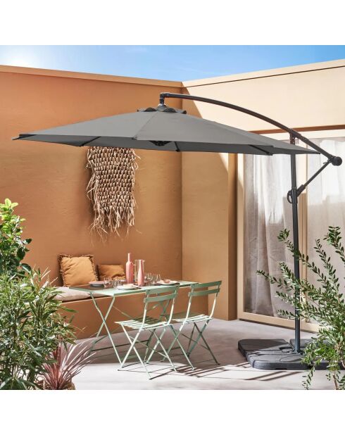 Hellgrauer runder Offset-Sonnenschirm - D.300 cm